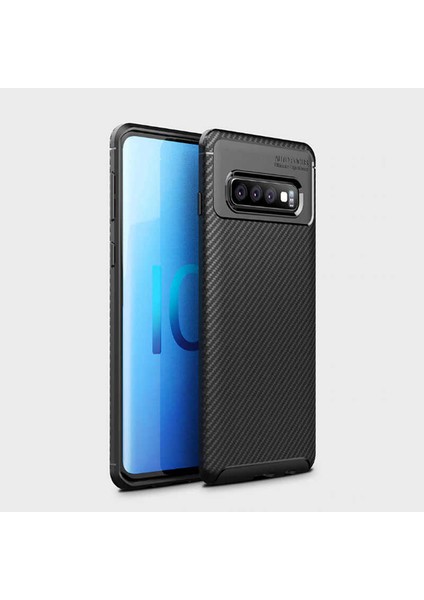 Samsung Galaxy S10 Plus Kılıf Ultra Slim Fit Karbon Tasarım Tam Kalıp+Nano Ekran Koruma
