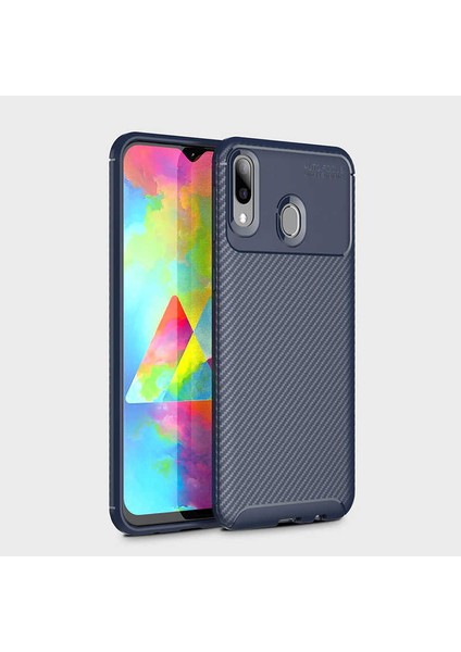Samsung Galaxy M20 Kılıf Ultra Slim Fit Karbon Tasarım Tam Kalıp+Nano Ekran Koruma