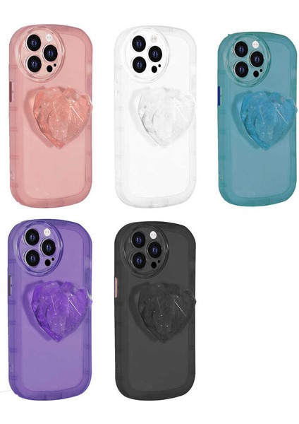 Cep Case Apple iPhone 12 Pro Max Kılıf Kamera Korumalı Kalp Desen Pop Soketli Renkli Tam Koruma Kapak