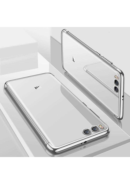 Xiaomi Mi 6 Kılıf Dört Köşe Lazer Kenarları Renkli Şeffaf Silikon Kılıf