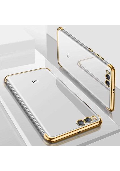 Xiaomi Mi 6 Kılıf Dört Köşe Lazer Kenarları Renkli Şeffaf Silikon Kılıf