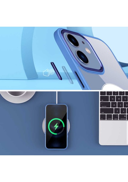Apple iPhone 12 Kılıf Wireless Şarj Özellikli Magsafe Krom Silikon Kapak