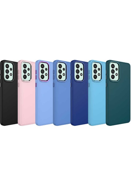 Samsung Galaxy A23 Kılıf Metal Kamera Çerçeve Metal Buton Orjinal Kalıp Silikon Kapak