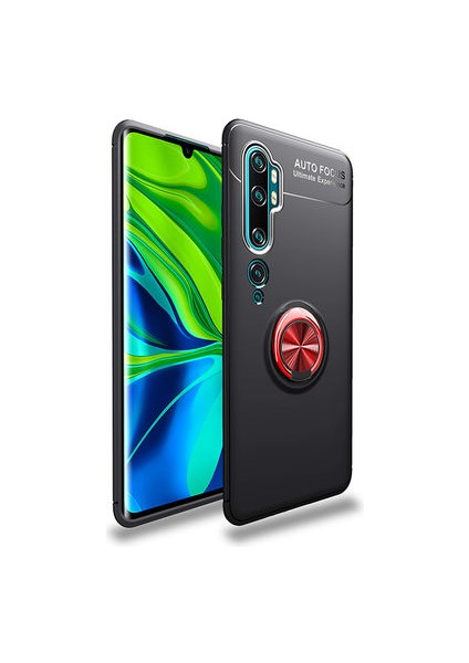 Xiaomi Mi Note 10 Kılıf Yüzüklü Standlı Soft Parmak Izi Bırakmaz+Nano Ekran Koruma