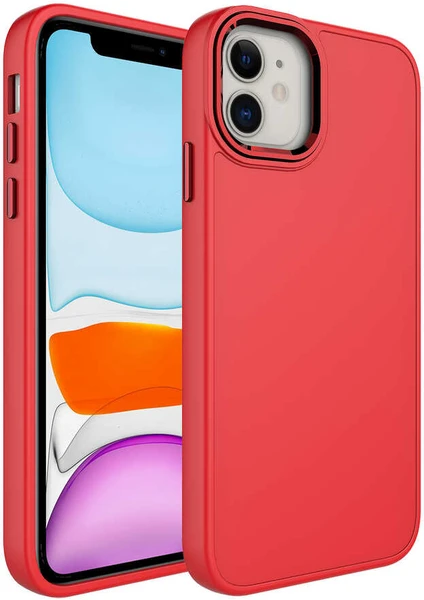 Cep Case Apple iPhone 11 Kılıf Metal Kamera Çerçeve Metal Buton Orjinal Kalıp Silikon Kapak