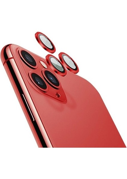 Apple iPhone 12 Pro Max Kamera Lens Koruyucu Halka Model Kırmızı Renk