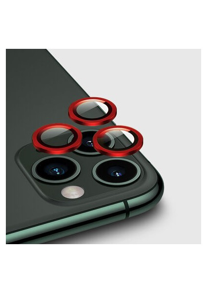 Apple iPhone 12 Pro Max Kamera Lens Koruyucu Halka Model Kırmızı Renk