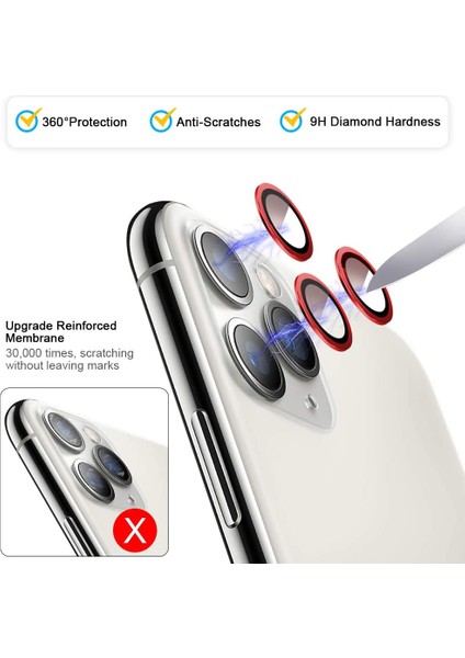 Apple iPhone 12 Pro Max Kamera Lens Koruyucu Halka Model Kırmızı Renk