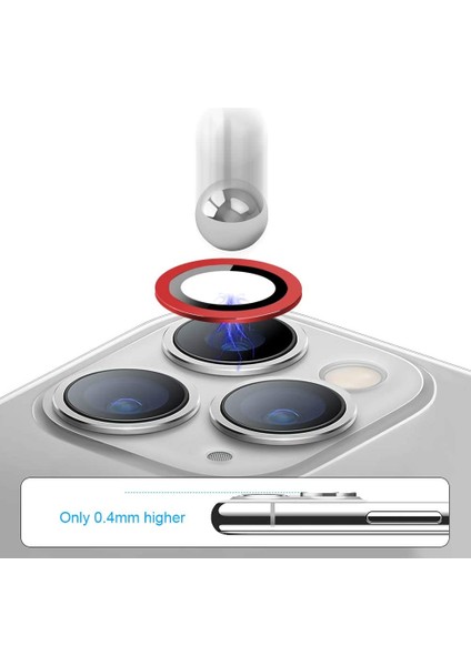 Apple iPhone 12 Pro Max Kamera Lens Koruyucu Halka Model Kırmızı Renk