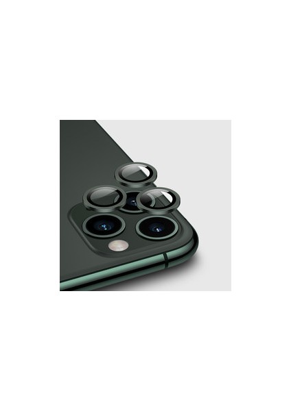 Apple iPhone 11 Pro Kamera Lens Koruyucu Halka Model Koyu Yeşil Renk