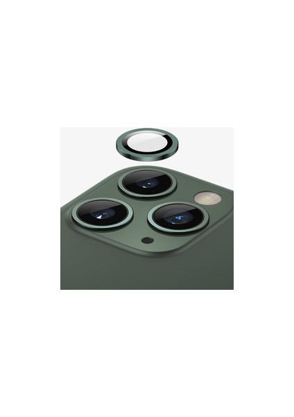 Apple iPhone 11 Pro Kamera Lens Koruyucu Halka Model Koyu Yeşil Renk