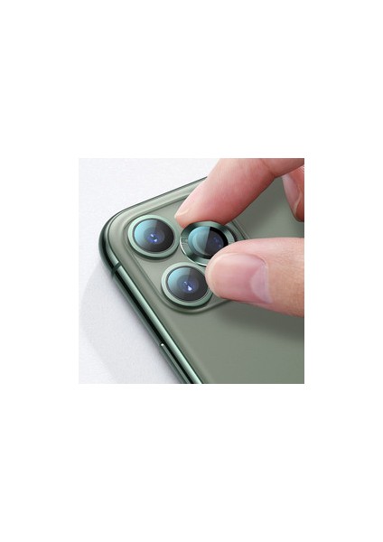 Apple iPhone 11 Pro Kamera Lens Koruyucu Halka Model Koyu Yeşil Renk