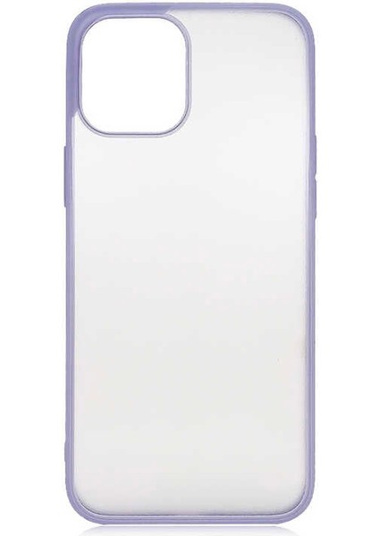 Apple iPhone 12 Pro Max Kılıf Transparan Buzlu Yumuşak Plastik Kenar Kısımları Renkli Silikon