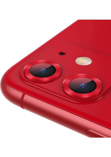 Apple iPhone 12 Kamera Lens Koruyucu Halka Model Kırmızı Renk