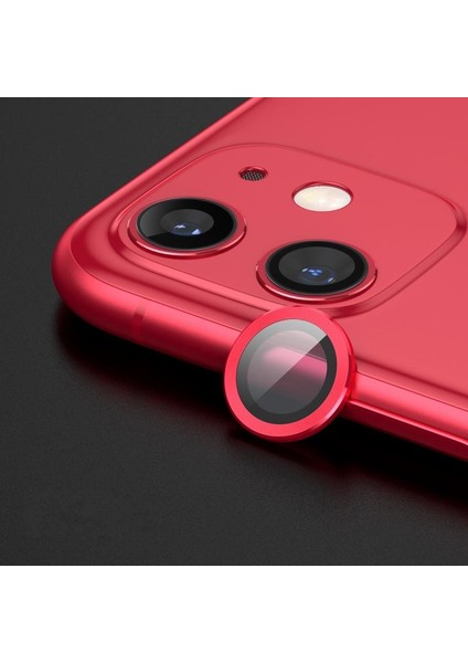 Apple iPhone 12 Kamera Lens Koruyucu Halka Model Kırmızı Renk