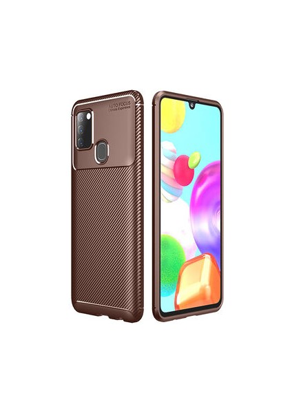 Samsung Galaxy A21S Kılıf Ultra Slim Fit Karbon Tasarım Tam Kalıp+Nano Ekran Koruma