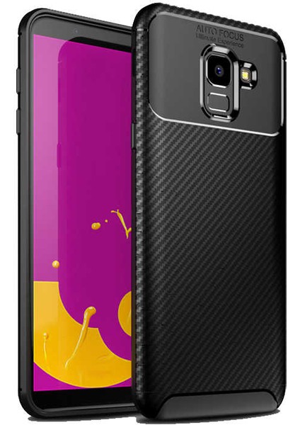 Samsung Galaxy J6 Kılıf Ultra Slim Fit Karbon Tasarım Tam Kalıp+Nano Ekran Koruma