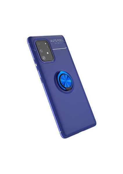 Samsung Galaxy A91 S10 Lite Kılıf Yüzüklü Standlı Soft Parmak Izi Bırakmaz+Nano Ekran Koruma