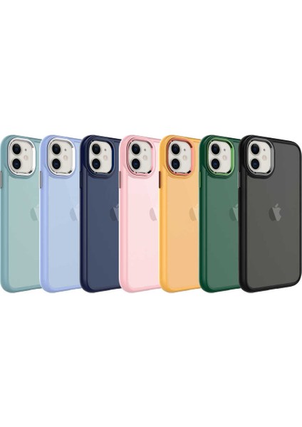 Apple iPhone 11 Kılıf Buzlu Arka Yüzey Pastel Renk Krom Kamera ve Tuş Korumalı Kapak