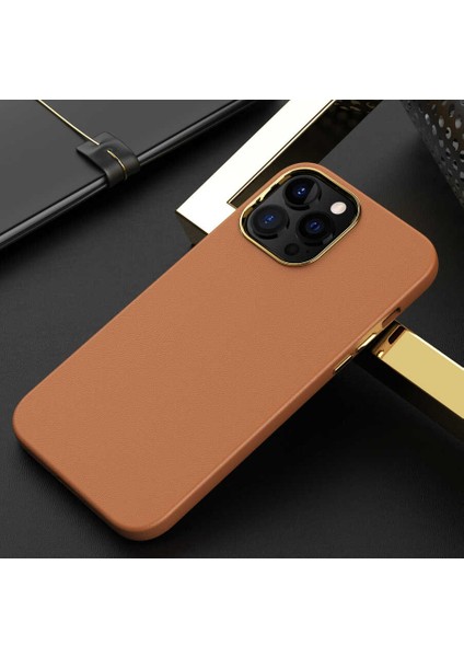 Apple IPHONE 12 Pro Max Kılıf Darbe Emici Deri Narura Kapak