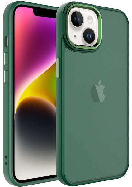 Apple iPhone 14 Plus Kılıf Buzlu Arka Yüzey Pastel Renk Krom Kamera ve Tuş Korumalı Kapak