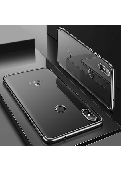 Xiaomi Redmi Note 5 Pro Kılıf Dört Köşe Lazer Kenarları Renkli Şeffaf Silikon Kılıf