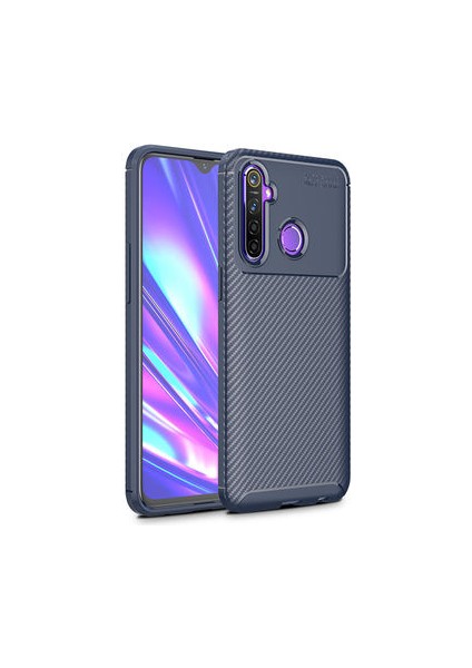 Realme C3 Kılıf Ultra Slim Fit Karbon Tasarım Tam Kalıp+Nano Ekran Koruma