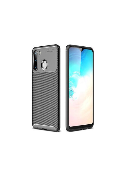 Samsung Galaxy A21 Kılıf Ultra Slim Fit Karbon Tasarım Tam Kalıp+Nano Ekran Koruma