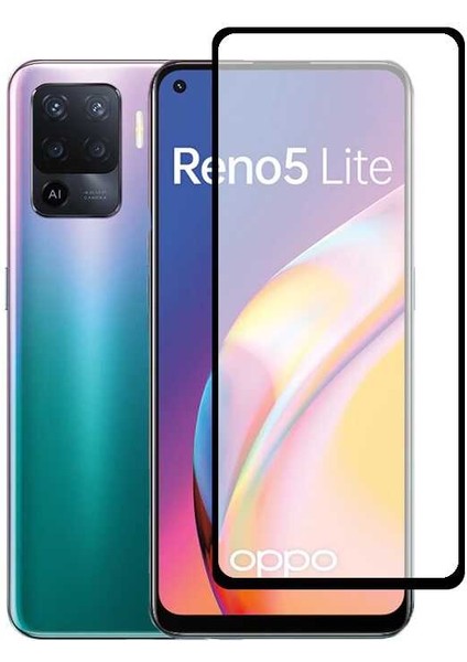 Oppo Reno 5 Lite Ekran Koruyucu Kenar Korumalı Tam Kapatan 5d Temperli Cam Ekran Koruma Siyah