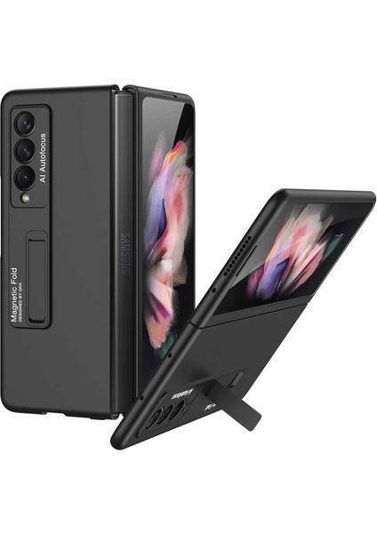 Galaxy Z Fold 3 Kılıf Z-Stand Manyetik Luxury Oleofobik Nano Kaplama Teknolojisi Tam Koruma Kapak