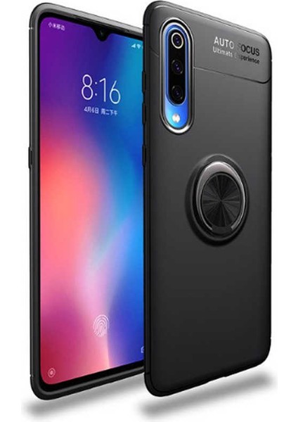 Xiaomi Mi 9 Kılıf Yüzüklü Standlı Soft Parmak Izi Bırakmaz+Nano Ekran Koruma