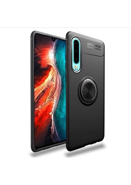 Huawei P30 Kılıf Yüzüklü Standlı Soft Parmak Izi Bırakmaz+Nano Ekran Koruma