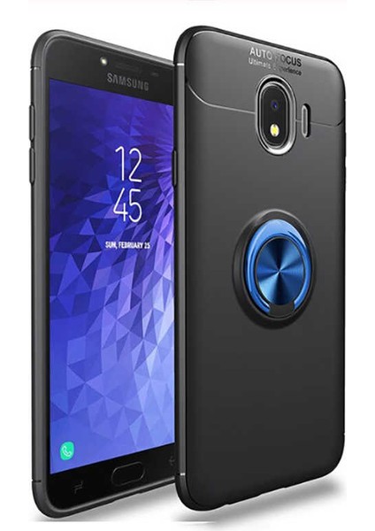 Samsung Galaxy J4 Kılıf Yüzüklü Standlı Soft Parmak Izi Bırakmaz+Nano Ekran Koruma