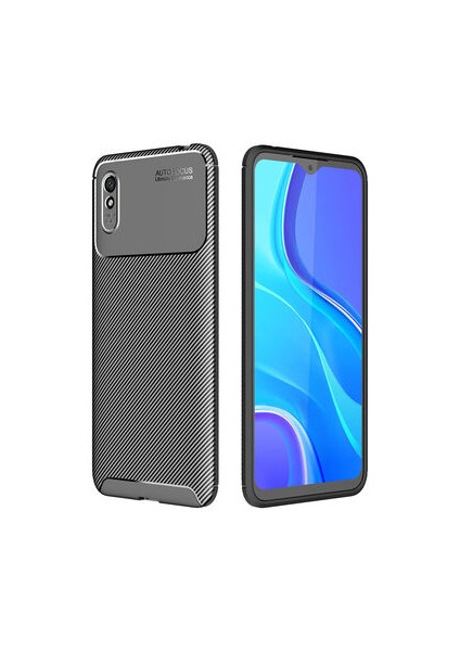 Xiaomi Redmi 9A Kılıf Ultra Slim Fit Karbon Tasarım Tam Kalıp+Nano Ekran Koruma