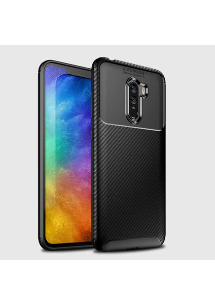 Xiaomi Pocophone F1 Kılıf Ultra Slim Fit Karbon Tasarım Tam Kalıp+Nano Ekran Koruma