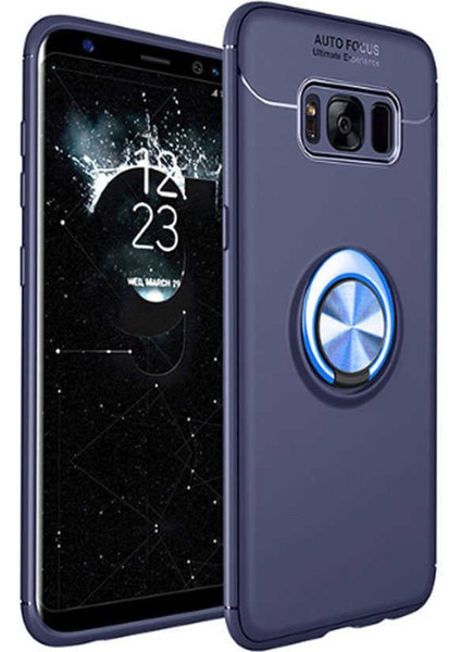 Samsung Galaxy S8 Plus Kılıf Yüzüklü Standlı Soft Parmak Izi Bırakmaz+Nano Ekran Koruma
