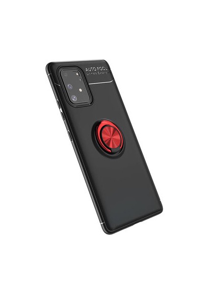 Samsung Galaxy A91 S10 Lite Kılıf Yüzüklü Standlı Soft Parmak Izi Bırakmaz+Nano Ekran Koruma