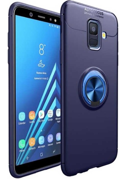 Cep Case Samsung Galaxy A6 2018 Kılıf Yüzüklü Standlı Soft Parmak Izi Bırakmaz+Nano Ekran Koruma