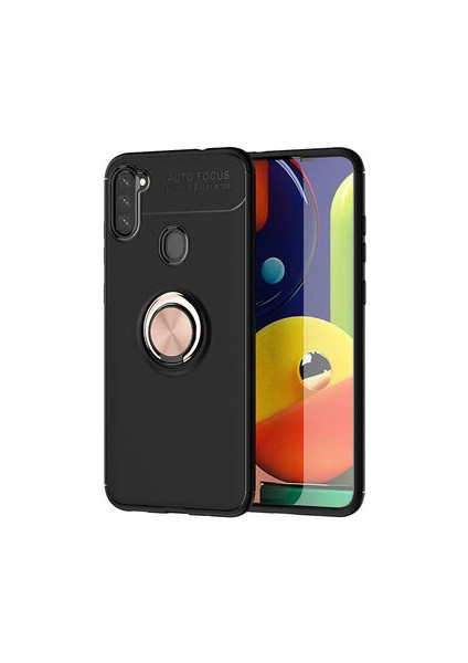 Samsung Galaxy A11 Kılıf Yüzüklü Standlı Soft Parmak Izi Bırakmaz+Nano Ekran Koruma