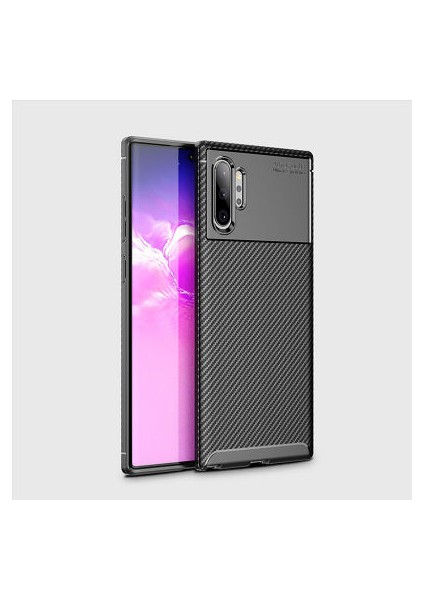 Samsung Galaxy Note 10 Plus Kılıf Ultra Slim Fit Karbon Tasarım Tam Kalıp+Nano Ekran Koruma