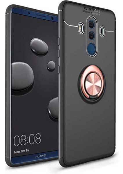 Huawei Mate 10 Pro Kılıf Yüzüklü Standlı Soft Parmak Izi Bırakmaz+Nano Ekran Koruma