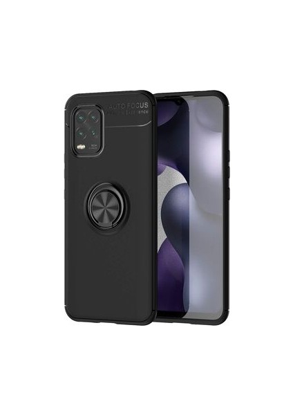 Xiaomi Mi 10 Lite Kılıf Yüzüklü Standlı Soft Parmak Izi Bırakmaz+Nano Ekran Koruma