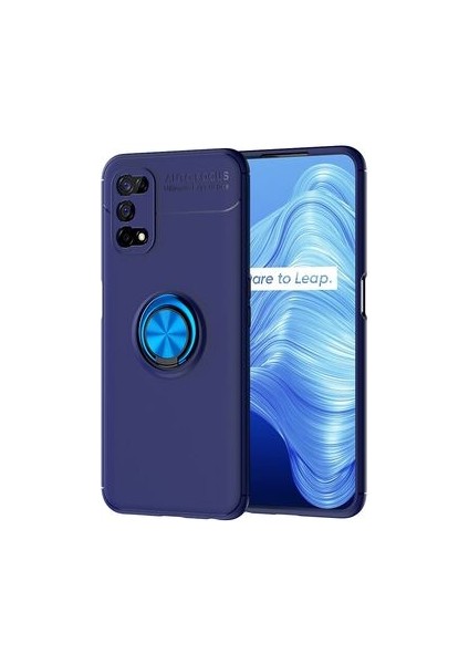 Realme 7 Pro Kılıf Yüzüklü Standlı Soft Parmak Izi Bırakmaz+Nano Ekran Koruma