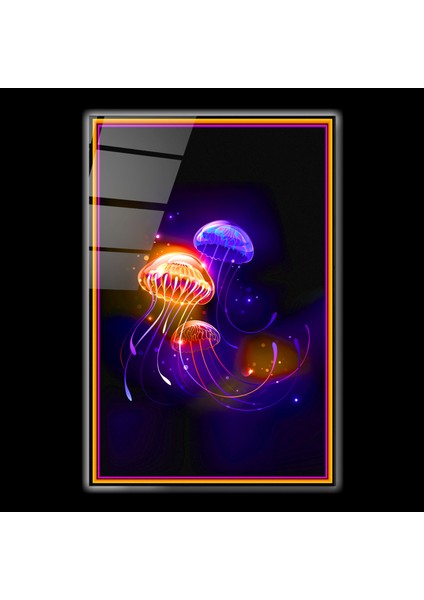 LED Aydınlatmalı Neon Denizanası Cam Tablo Işıklı Cam Tablo fırsatları