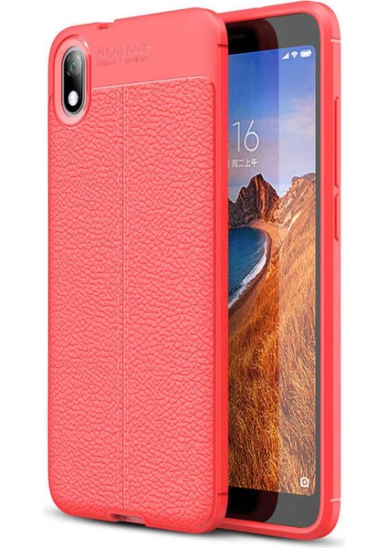 Xiaomi Redmi 7A Kılıf Deri Görünümlü Tam Koruma Orjinal Silikon
