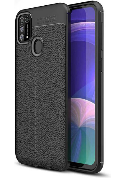 Galaxy M31 Kılıf Deri Görünümlü Tam Koruma Orjinal Silikon