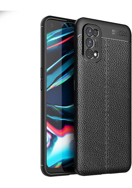 Realme 7 Pro Kılıf Deri Görünümlü Tam Koruma Orjinal Silikon