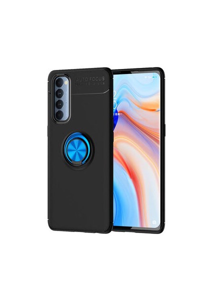Oppo Reno 4 Pro Kılıf Yüzüklü Standlı Soft Parmak Izi Bırakmaz Kapak
