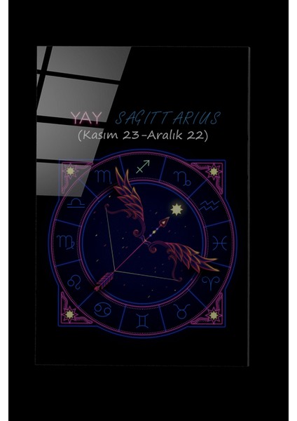 LED Aydınlatmalı Sagittarius Cam Tablo Işıklı Cam Tablo