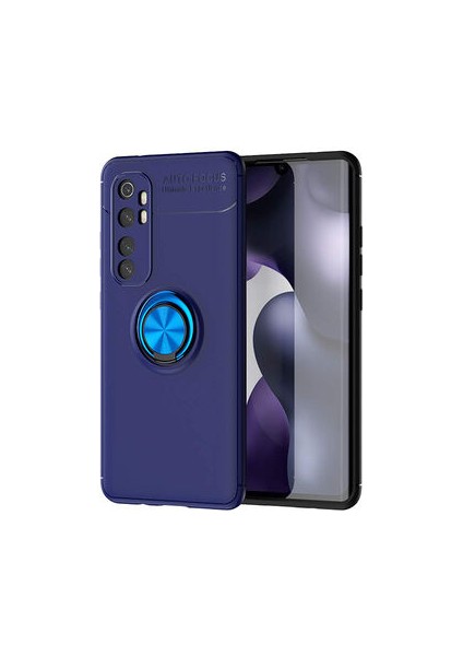 Xiaomi Mi Note 10 Lite Kılıf Yüzüklü Standlı Soft Parmak Izi Bırakmaz+Nano Ekran Koruma